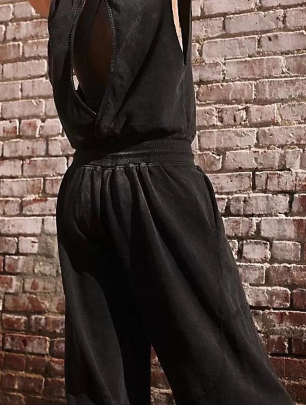 Free People Throw And Go jumpsuit In Washed Out Black Size Large